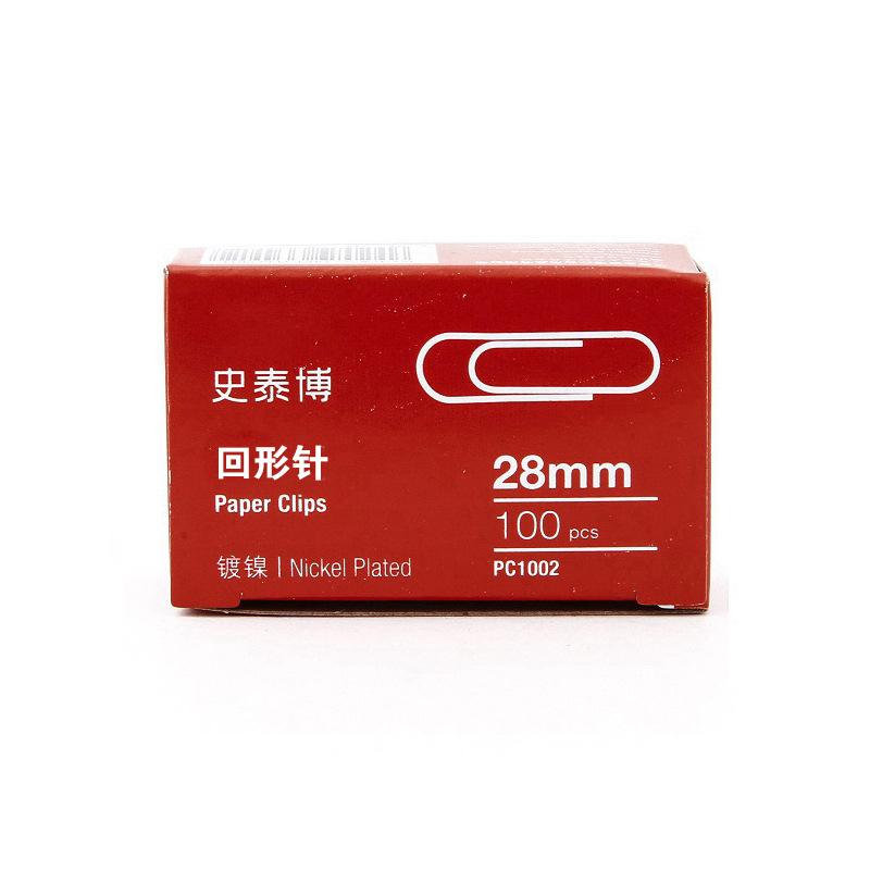 史泰博 PC1002 镀镍回形针 28mm 100枚/盒（单位：盒） 金属银色