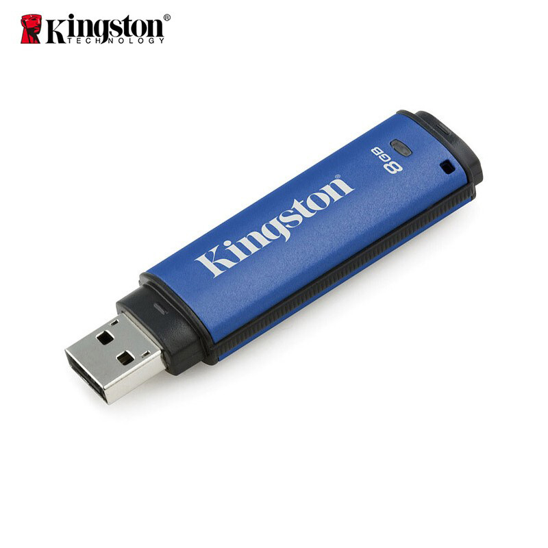 金士顿(Kingston) USB3.0 U盘 256位AES专业硬件金属加密 DTVP30/8G 蓝色