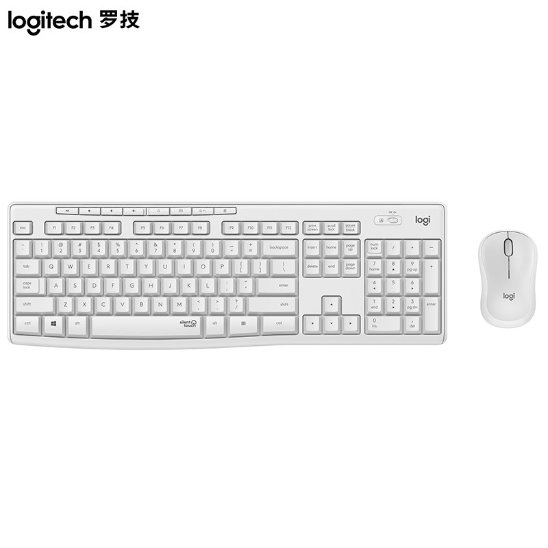 罗技(Logitech） 无线静音键鼠套装 MK295 白色 带无线2.4G接收器