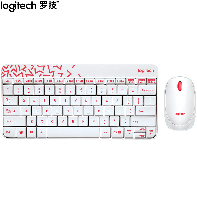 罗技(Logitech) 无线键鼠套装 带无线2.4G接收器 MK240 Nano 白色