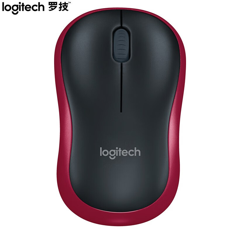 罗技（Logitech） M185 无线鼠标 带2.4G接收器-USB（单位：个） 黑色红边