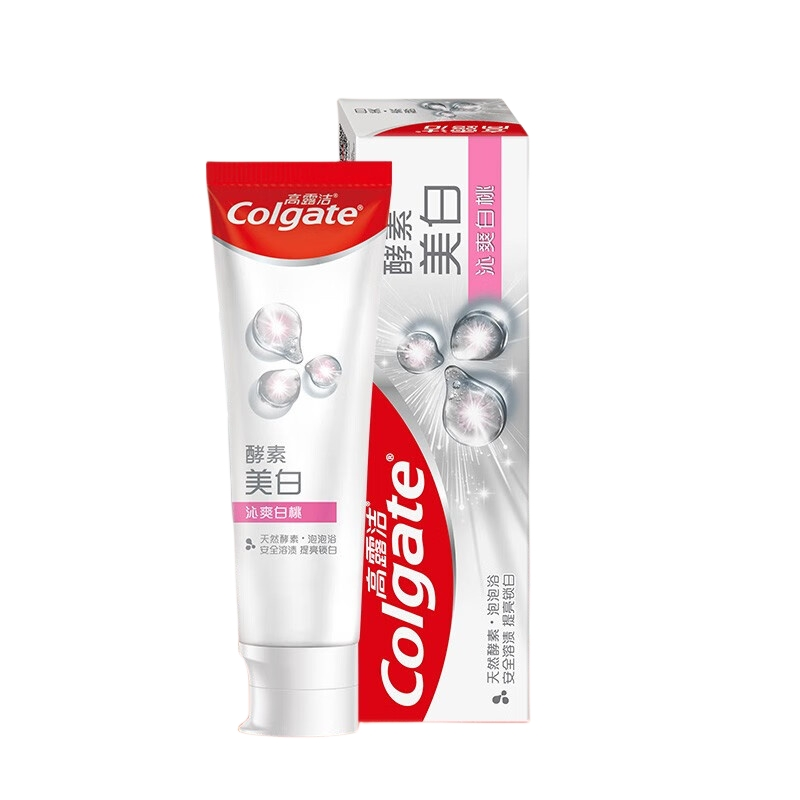 高露洁（Colgate） 沁爽白桃味 活性酵素美白牙膏 120g（单位：支）